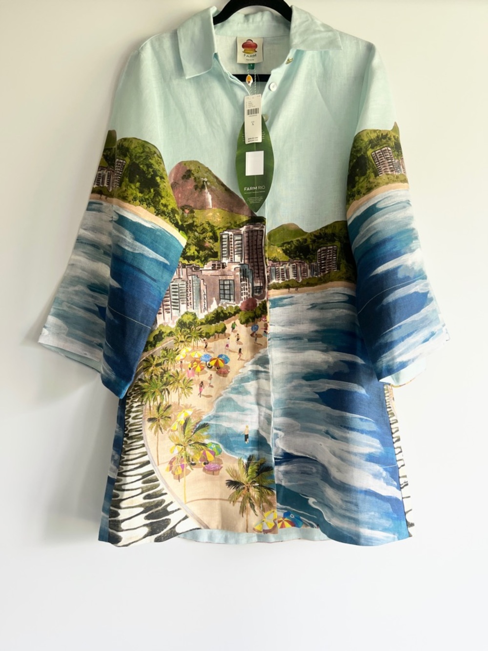 FARM Rio Multicolor Copacabana Beach Long Sleeve Kimono Dress Size Small NWT - Picture 6 of 15